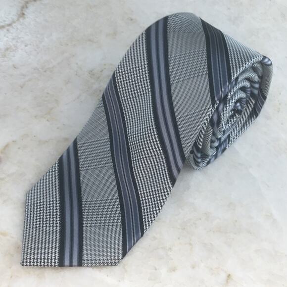 BEN SHERMAN GRAY BLUE REGIMENT STRIPE NECKTIE - Picture 9 of 12